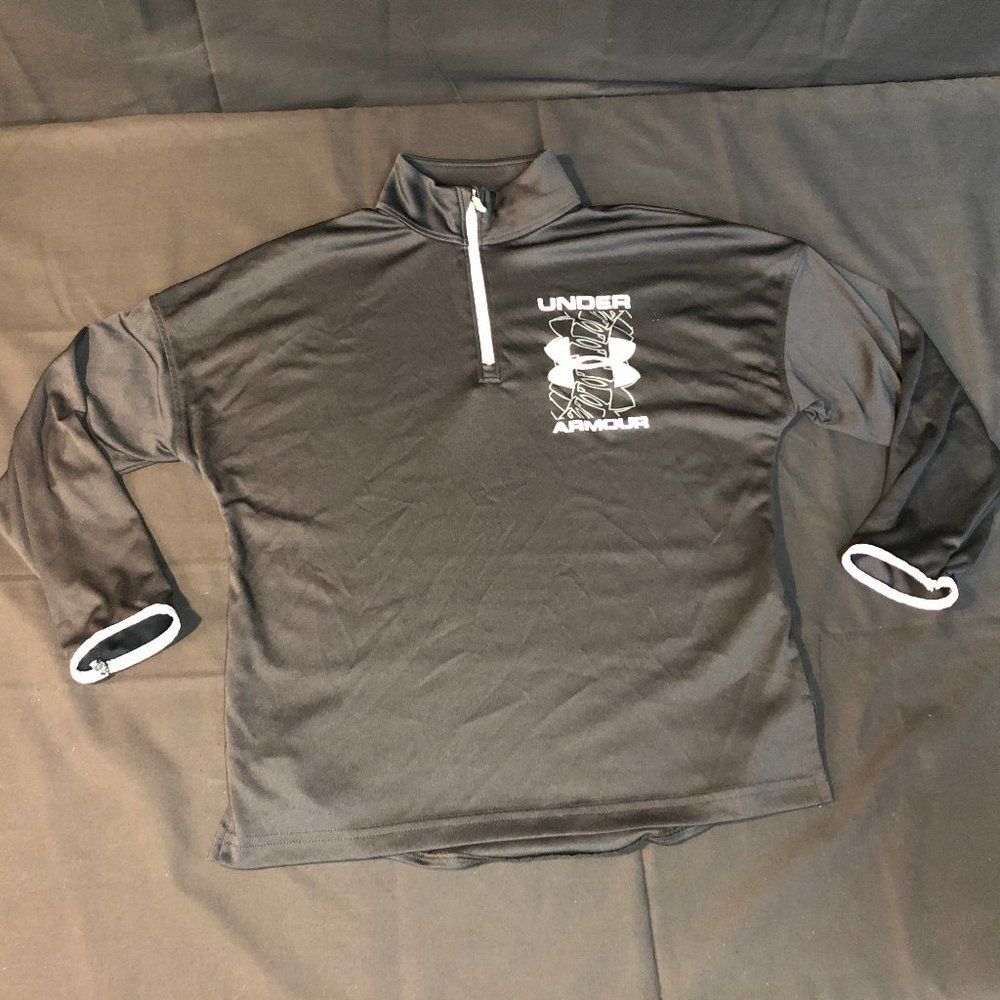 YS Youth Kids Under Armour Heat Gear Loose 1/4 Zipper Long Sleeve Shirt